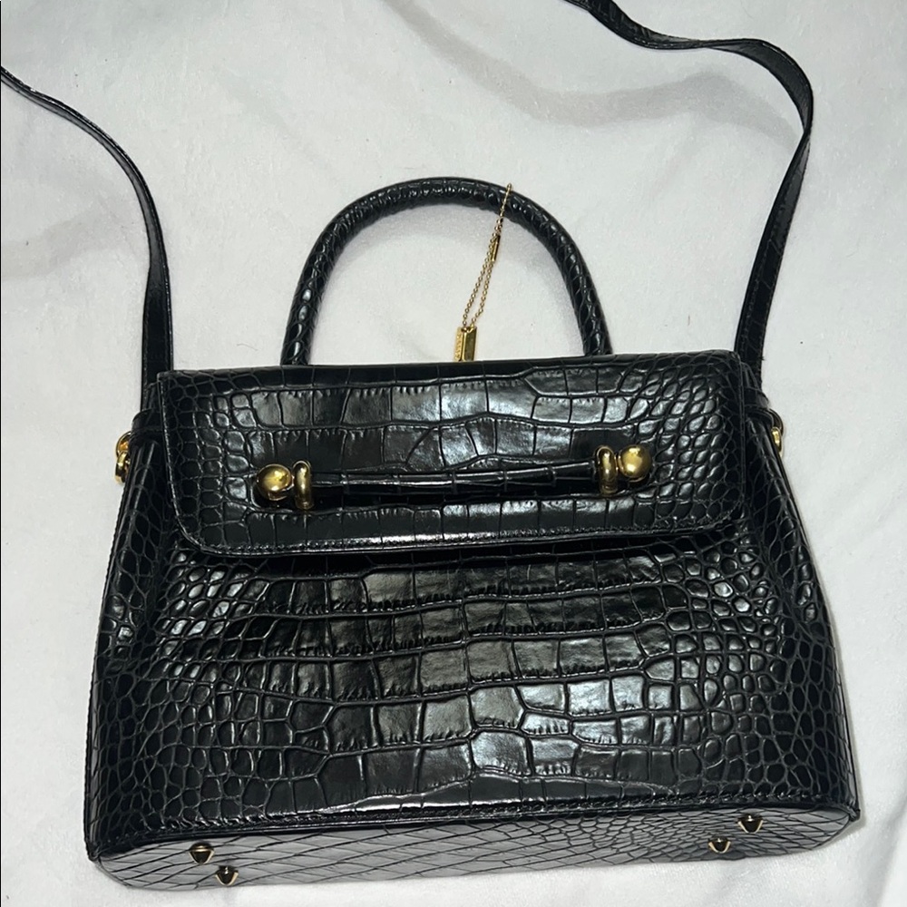 Bally Black Crocodile-Embossed Handbag